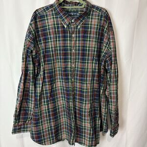 Lauren Ralph Lauren Men's Button Down Plaid Shirt 4XB Classic Fit Green Red Pony